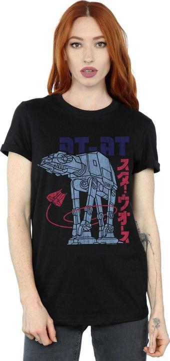Actual product image Star Wars Womens/Ladies Kanji AT-AT Cotton Boyfriend T-Shirt (XXL)