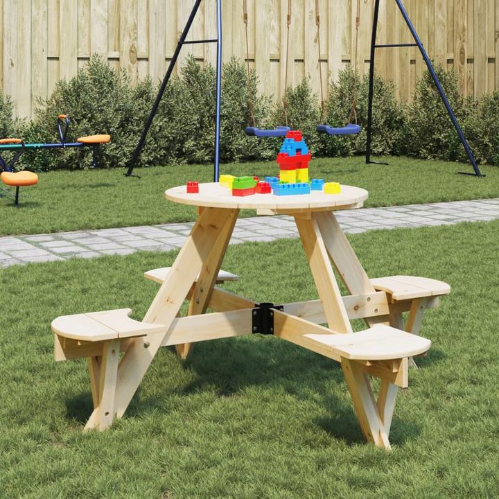 Produktbild VidaXL Picknicktisch für 4 Kinder mit Schirmloch Rund