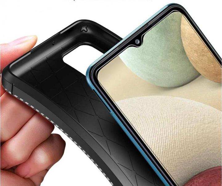Actual product image Screenguard Samsung Galaxy A12 Cover Carbon Design TPU Case (Samsung Galaxy A12)