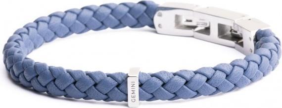 Actual product image Gemini BRACELET - BLUE LEATHER - 19+2 CM (21 cm, Silver, Nappa leather)