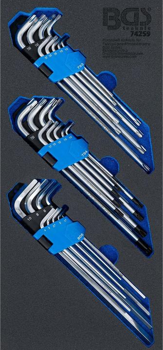 Produktbild BGS Einlage 1/3: Winkelschlüssel-Satz, extra lang T-Profil (für Torx) mit Bohrung, Innensechskant