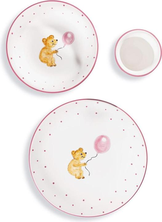 Produktbild Gmundner Keramik Tupferl Rosa, Kinderset 3-tlg. mitBär