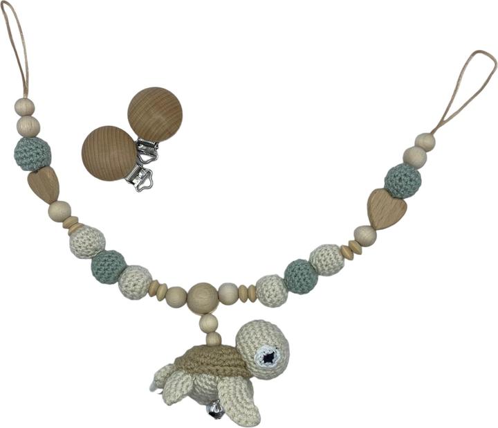 BabyExpress Wagenkette Schildkröte mint-creme mit Holzherz