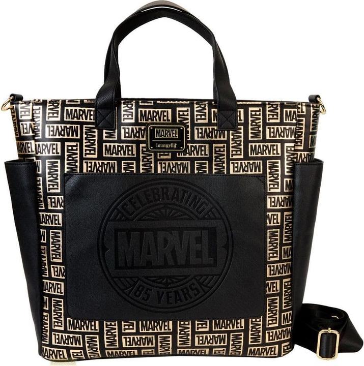 Actual product image Loungefly Marvel by backpack and carrier bag logo