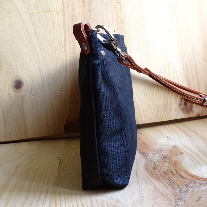 Image du produit Only-Bags.Store Sac croisé en toile cirée, petit format, lanière en cuir, porte-monnaie à fermeture éclair