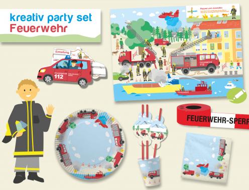 Image du produit DH-Konzept Set de décoration de fête Pompiers pour 6 enfants 51 pièces