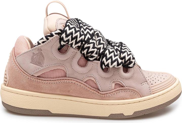 Lanvin curb sneakers in white and pink leather (40)