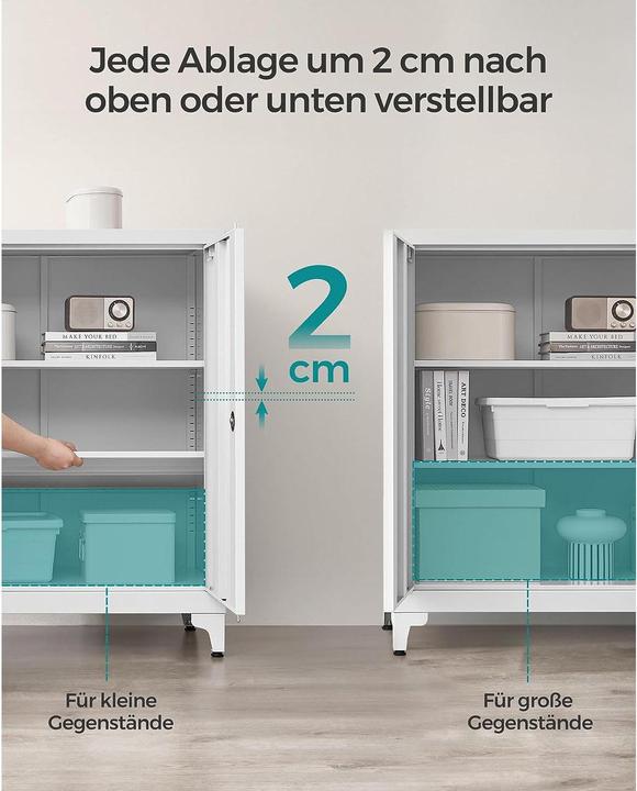 Immagine prodotto Songmics Metall-Lagerschrank 40 x 80 x 90 cm, Weiss (80 x 90 x 40 cm)