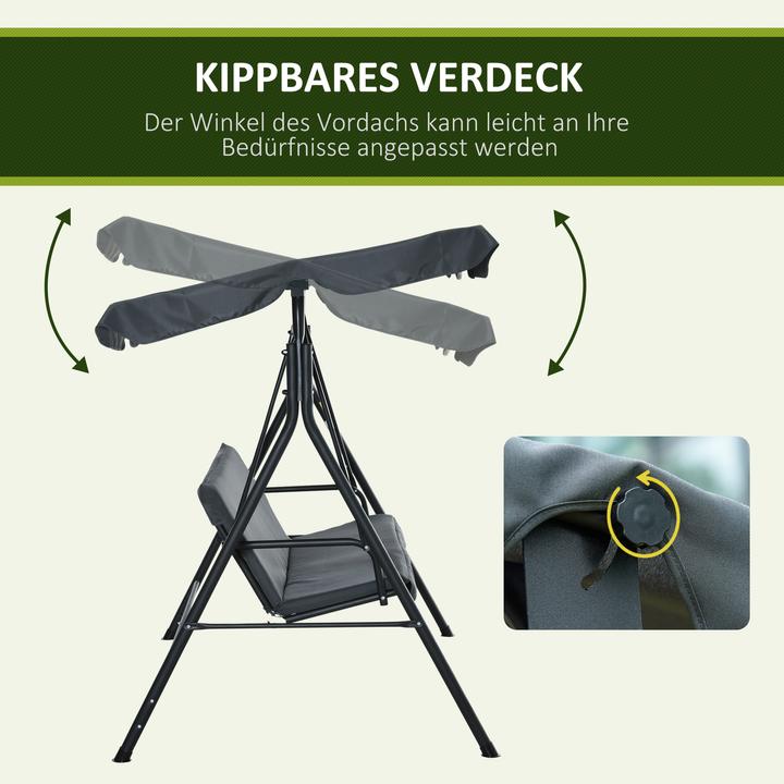 Produktbild Outsunny Hollywoodschaukel mit neigungsverstllbaren Sonnendach