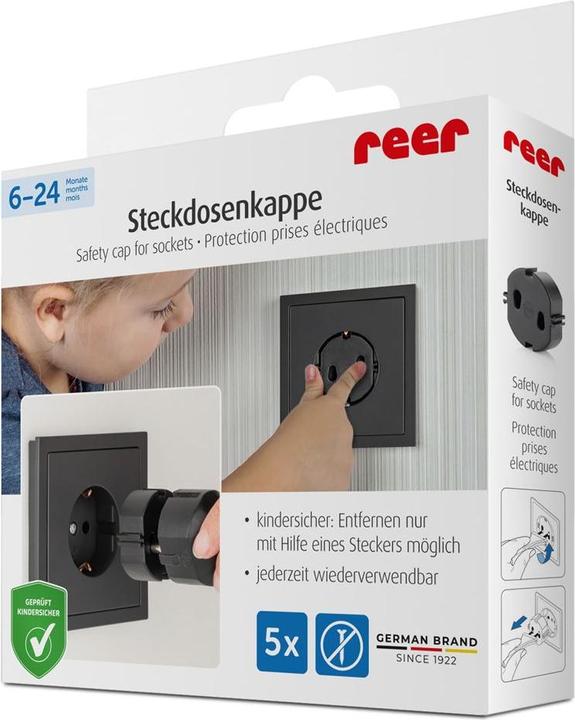 Actual product image Reer Socket cap black 5pcs