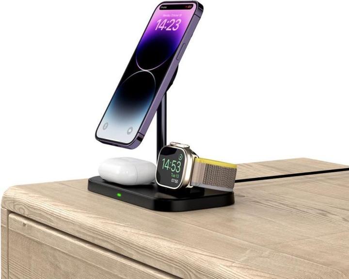 Actual product image Tech Tech-Protect wireless charger QI15W A22 3in1 Magnetic MagSafe, black (15 W)