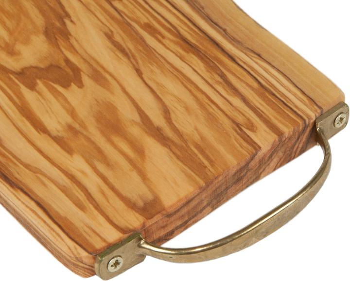 Actual product image Natura Punto Rectangular board 100% olive wood with brass handle, 30x16x2,4 cm