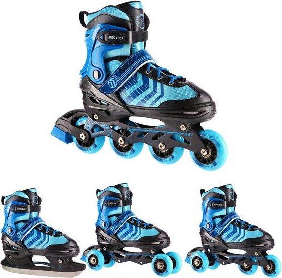 Nils NH18192A 4in1 SCHWARZ UND BLAU GRÖSSE M. L(39-43) INLINE-SKATES MIT ABMESSUNG. TUL. EISHOCKEY E (39, 40, 41, 42, 43)