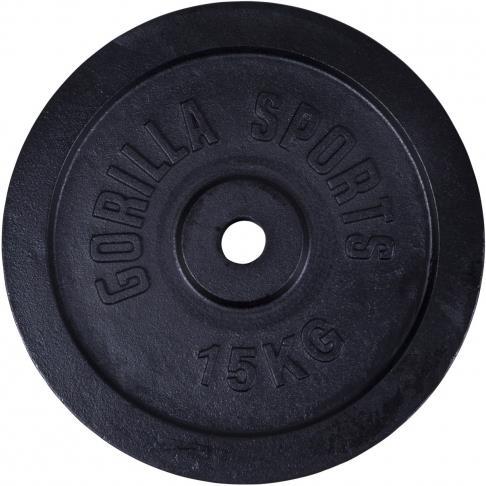 Image du produit Gorilla Sports Disque d'haltères en fonte noire 1,25-15 KG (1 x 15 kg)