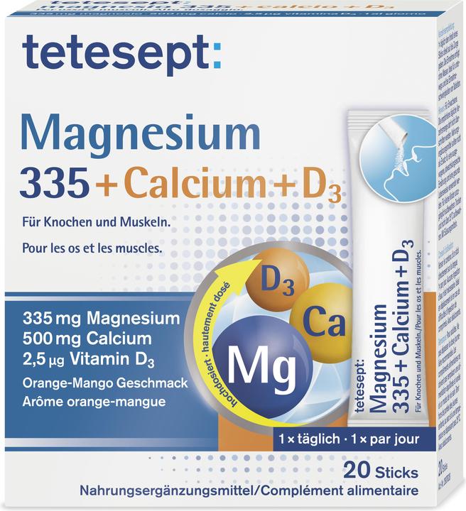 Produktbild Tetesept Magnesium 335 Calcium + D3 (20 Stück, Pulver, Beutel, Sachet, 175 g)