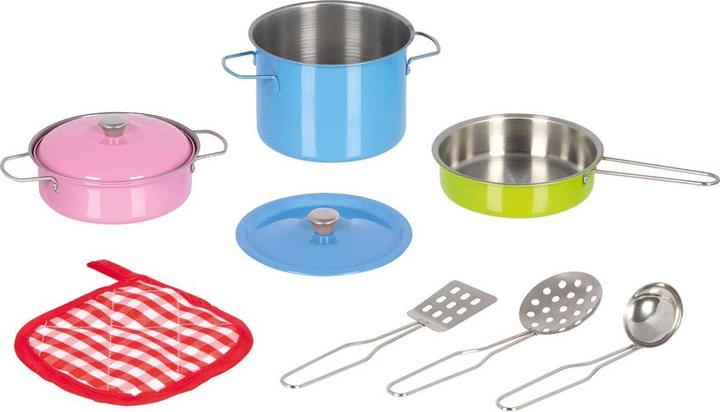 Actual product image Goki Cooking set colourful 9 pcs pot pan metal