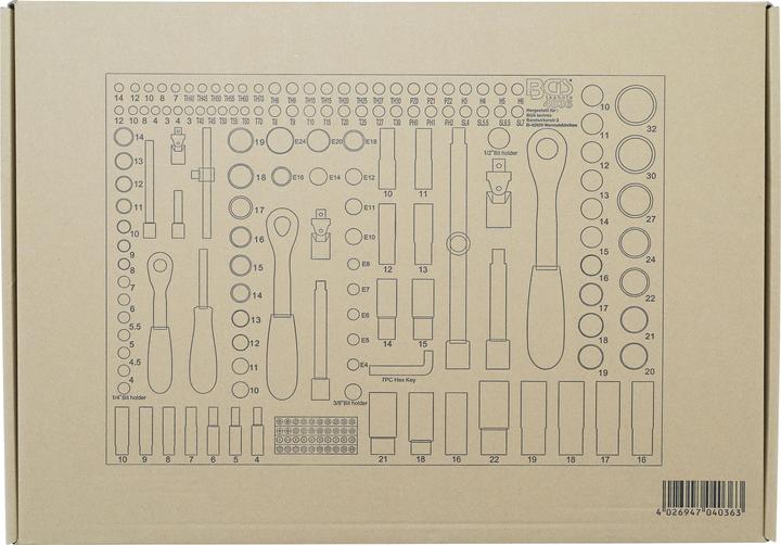 Actual product image BGS Tool Tray 3/3: Socket Set 192 pcs.