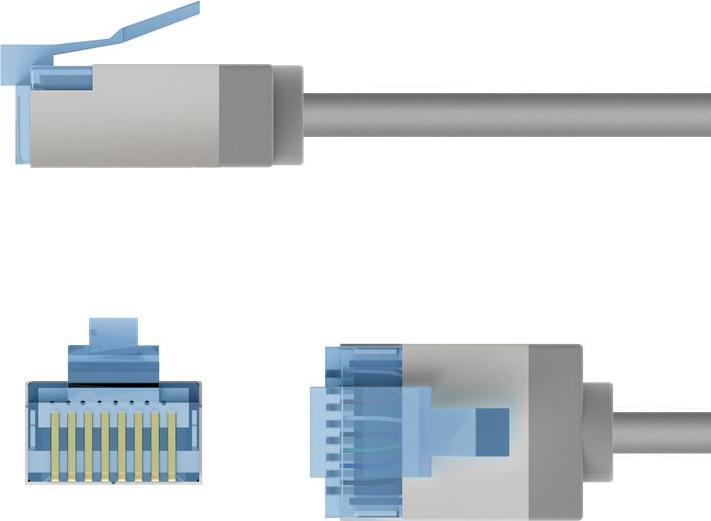 Produktbild Goobay Ultraflexibles CAT 6A Patchkabel, slim, U/FTP, grau (U/FTP, CAT6a, 1 m)
