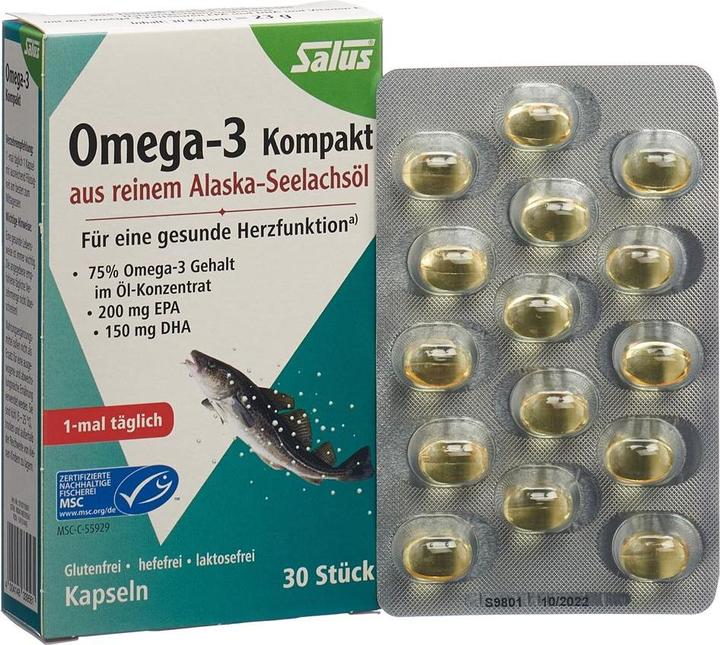 Actual product image Salus Omega-3 Compact Pollock Oil Caps (30 Piece, Capsules, 48 g)