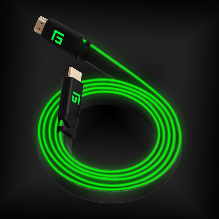 Actual product image Floating Grip HDMI Cable High Speed 8K/60Hz LED 1.5m green (1.50 m, HDMI)