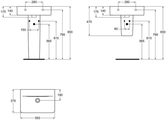 Produktbild Ideal Standard Connect Cube Waschtisch kompakt 550mm E7194, ohne Hahnloch (375 mm, 550 mm)
