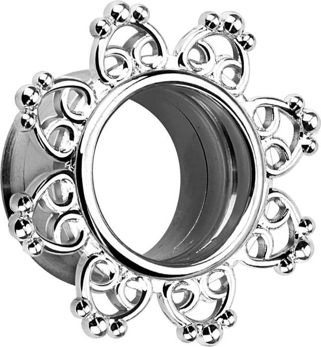 Immagine prodotto Star Piercing Tunnel svasato con cuori tribali in filigrana argento (Ottone, Acciaio chirurgico 316L)