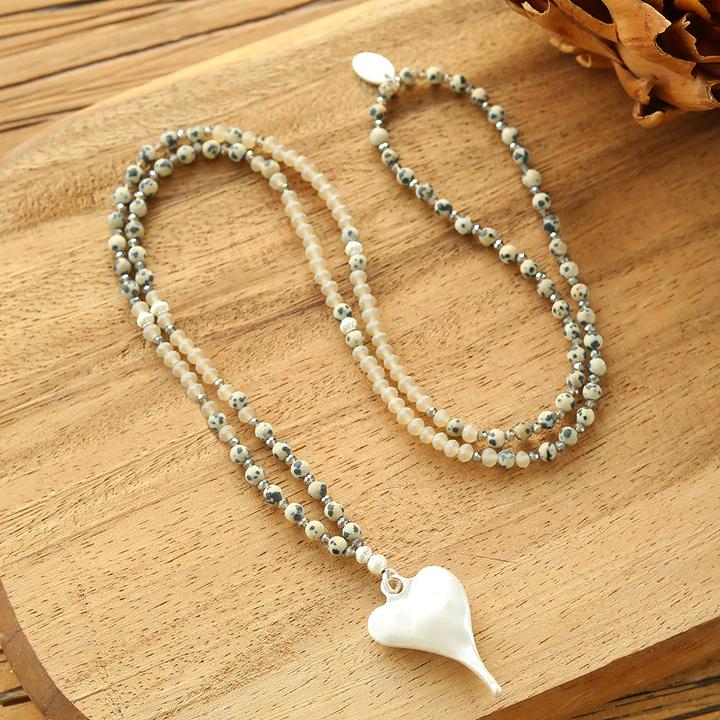 Actual product image Andreani Necklace with small heart pendant made of Dalmatian jasper (Jasper)