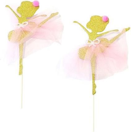 Image du produit Patisdécor Cake Topper - Danseuse de ballerine dorée (2pcs) (2 x)