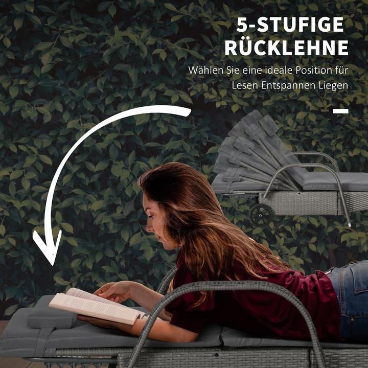 Produktbild Outsunny Rattan Sonnenliegen mit Tisch (200 cm)