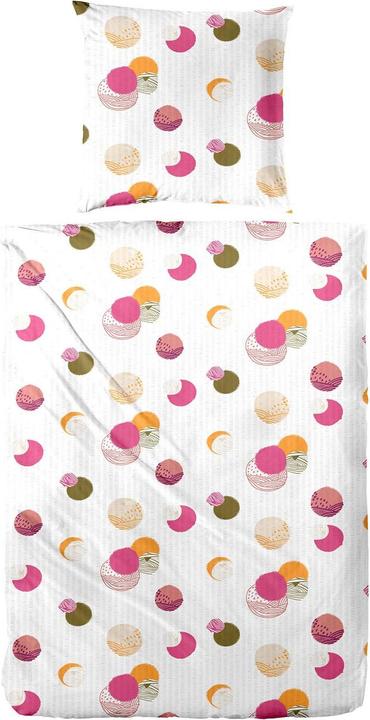 Image du produit Enrico Coss Baumwoll Seersucker Bettwäsche Bremen pink orange (Set de linge de lit, 155x220 cm + 80x80 cm)