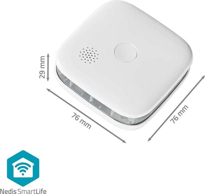 Produktbild Nedis SmartLife Rauchmelder | Wi-Fi | Batteriebetrieben | Sensorlebensdauer: 10 Jahre | EN 14604 | M