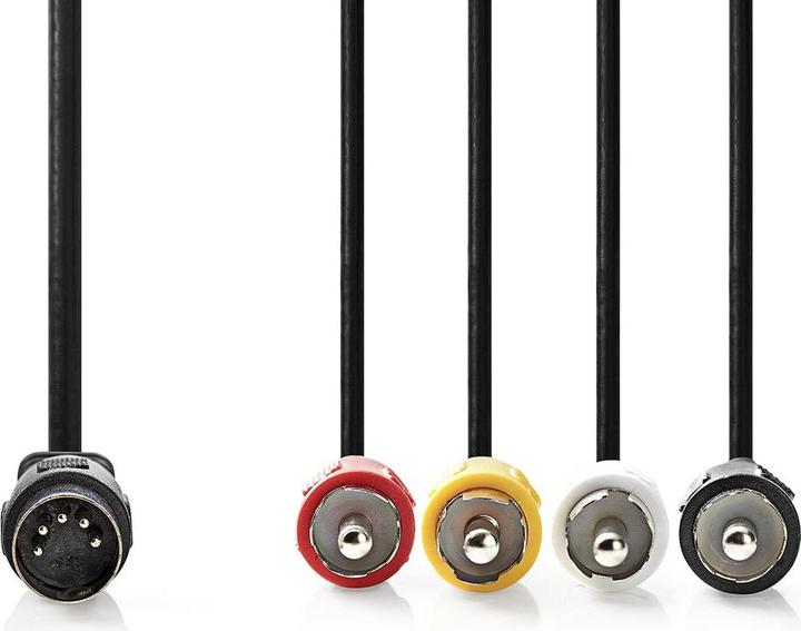 Immagine prodotto Nedis Cavo audio DIN | Spina DIN 5 poli | 4x Spina RCA | Nichelato | 1,00 m | Rotondo | PVC | Nero (1 m)