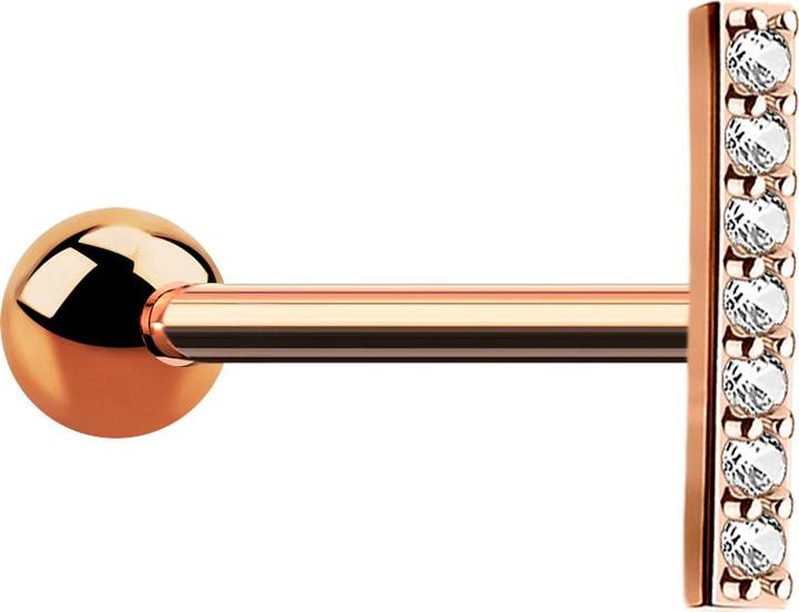 Produktbild Star Piercing Micro Barbell rosegold Balken kurz mit Kristall (Chirurgenstahl 316L, Messing)