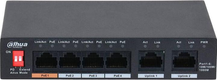 Actual product image Dahua PoE switch PFS3006-4GT-60-V2 unmanaged (6 Ports)