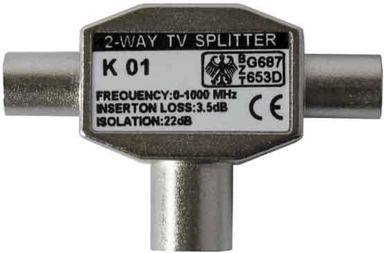 Produktbild Kreiling Tech. TV-Zweigeräteverteiler met K01 IEC, vollgeschirmt Kommunikationstechnik-Adapter 42501