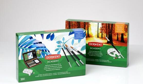 Produktbild Derwent Acrylfarbe Acrylic Wooden Box Mehrfarbig (Mehrfarbig, 12 ml)