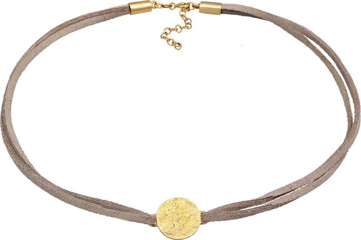 Actual product image Elli Choker, Plate, Textile Chain (Faux leather, 925 sterling silver, No gemstones, 36 cm)