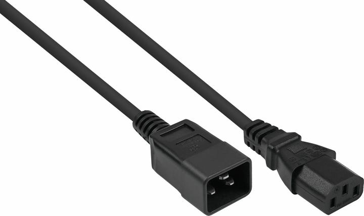 Kabelmeister Kaltgeräteverlängerung Kaltgeräte-Stecker C20 an Kaltgeräte-Buchse C13, schwarz, 1,00m (1 m, C20, C13)