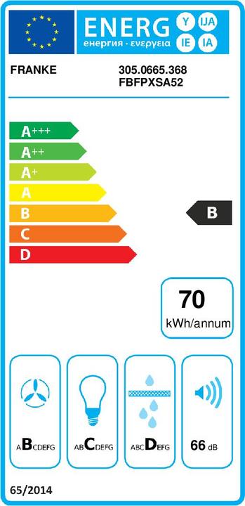 Label énergétique Franke Box Flush Premium FBFP XS A52 (Hotte à tiroir)