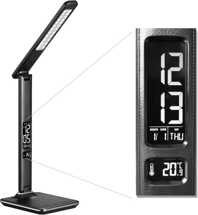 Tec Dimmbare LED-Tischlampe mit USB-Anschluss und Display (450 lm)
