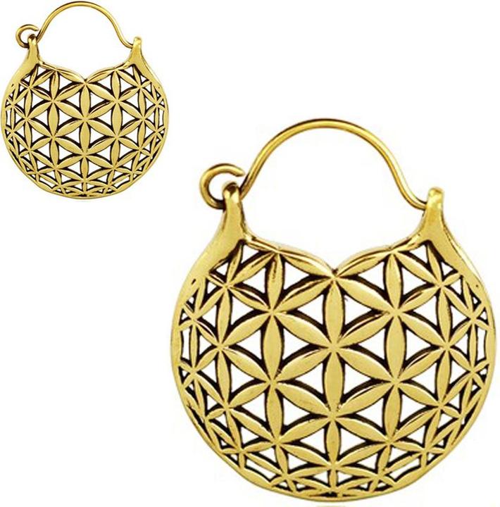 Produktbild Star Piercing Ohrring vergoldet Blume des Lebens (Messing)