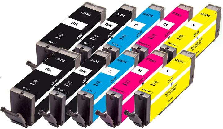Actual product image Peach Ink Set Canon 550XL/551XL, Multi-10-Pack BK/PBK/C/M/Y (M, C, Y, FC, PBK)