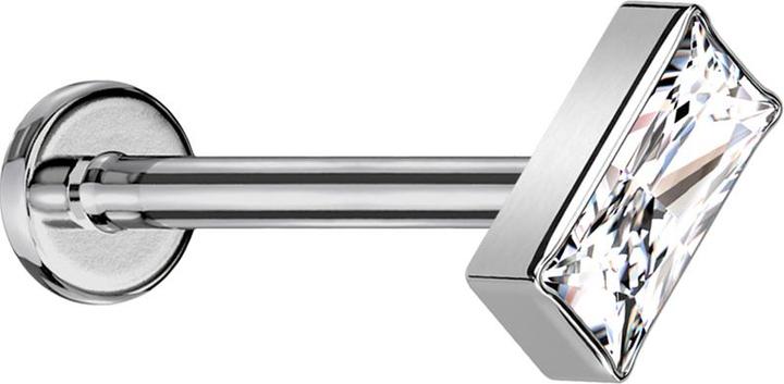 Star Piercing Micro Threadless Labret silber rechteck silber Kristall silber (Titan G23, ohne Messing)
