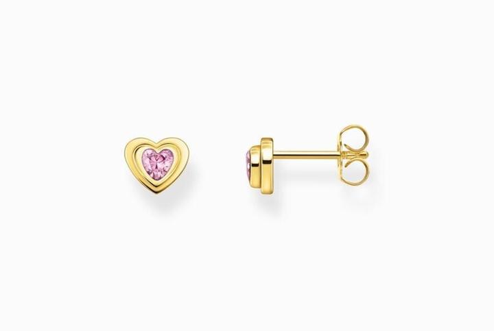 Produktbild Thomas Sabo Ohrstecker Herz mit pinkfarbenem Zirkonia vergoldet (925er Silber)