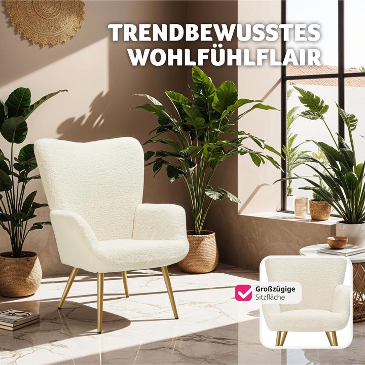Produktbild tectake Sessel Hygge gepolstert, ergonomisch, Belastbarkeit 150 kg