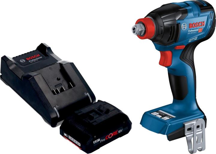 1x Bosch GDX 18V-210 C Professional Akku Drehschlagschrauber, 1x Bosch ProCORE 18 V 4,0 Ah Professional Akku, 1x Bosch GAL 18V-40 Ladegerät