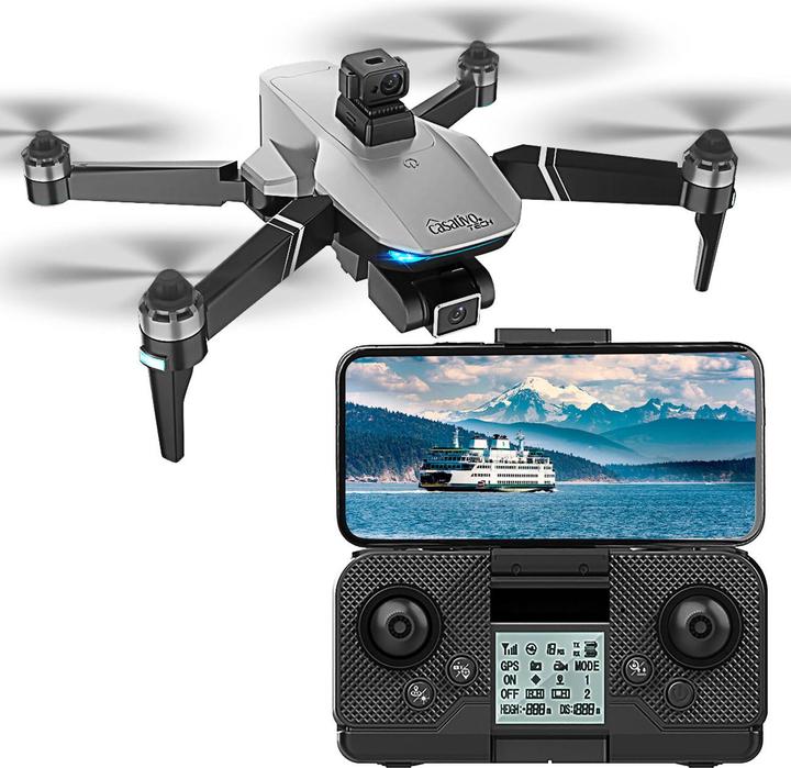 Casativo GPS-Drohne mit Full-HD-Kamera, faltbar, 3-Achsen-Gimbal, Auto-Follow, App (25 min, 450 g)