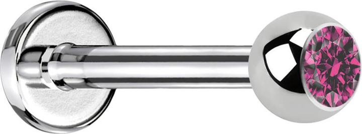 Produktbild Star Piercing Labret silber mit Kugel Kristall pink (Chirurgenstahl 316L, ohne Messing)