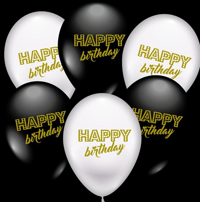 Immagine prodotto Karaloon 30 Palloncini Buon Compleanno in bianco e nero
