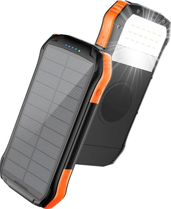 Immagine prodotto Choetech Powerbank solare con ricarica induttiva 10000mAh Qi 5W arancione (B659) (10000 mAh, 37800000 W, 10000 Wh)